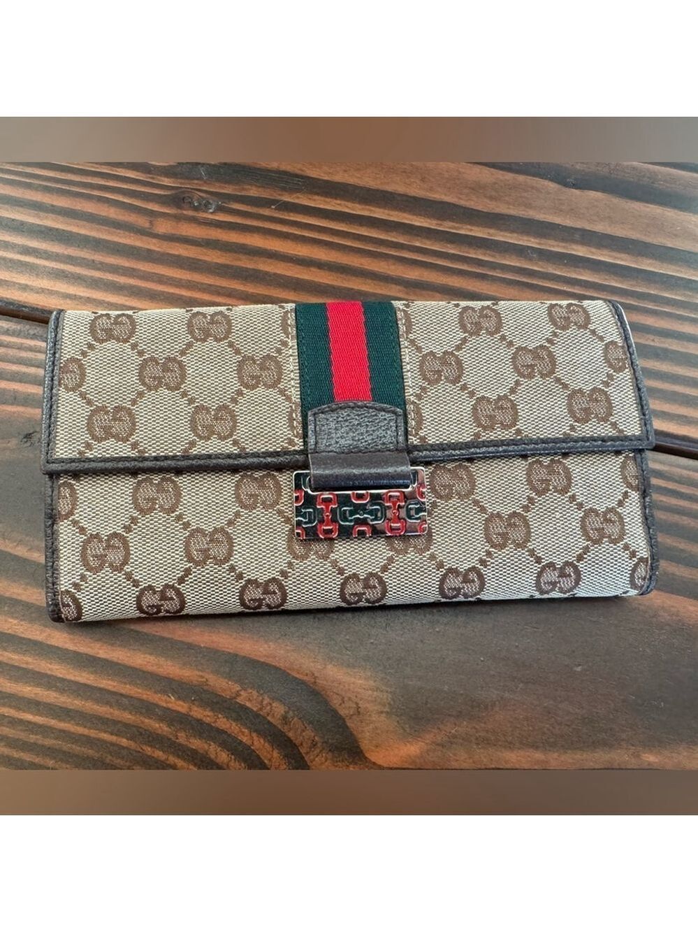 Gucci GG Supreme Canvas Leather Wallet Brown